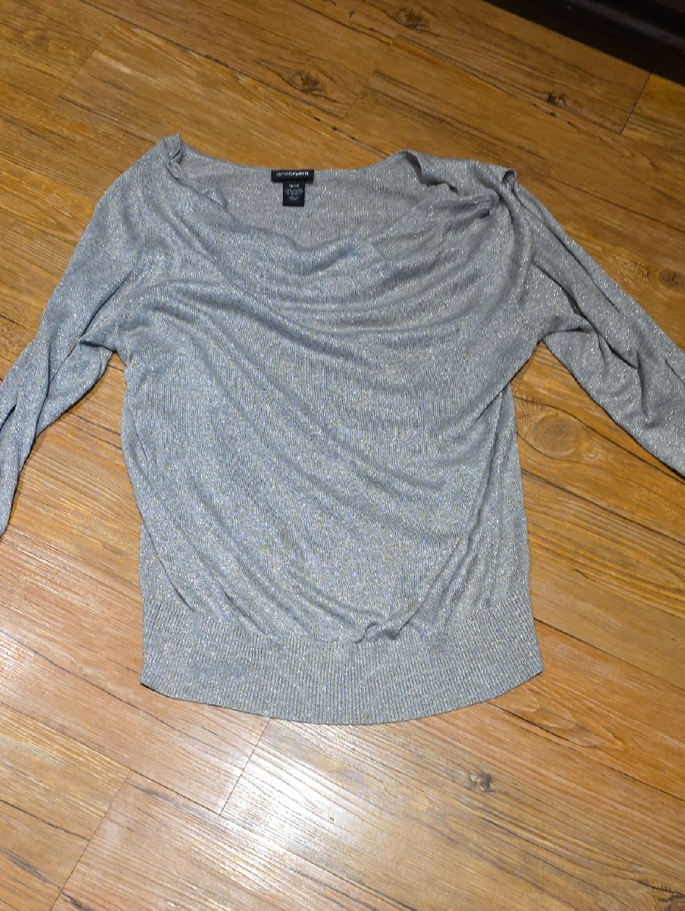 Silver Metallic Cowl-Neck Sweater Open Sleeve - Picture 4 of 8